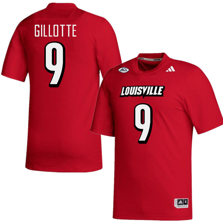 Men #9 Ashton Gillotte Louisville Cardinals College Football Jerseys Stitched-Red